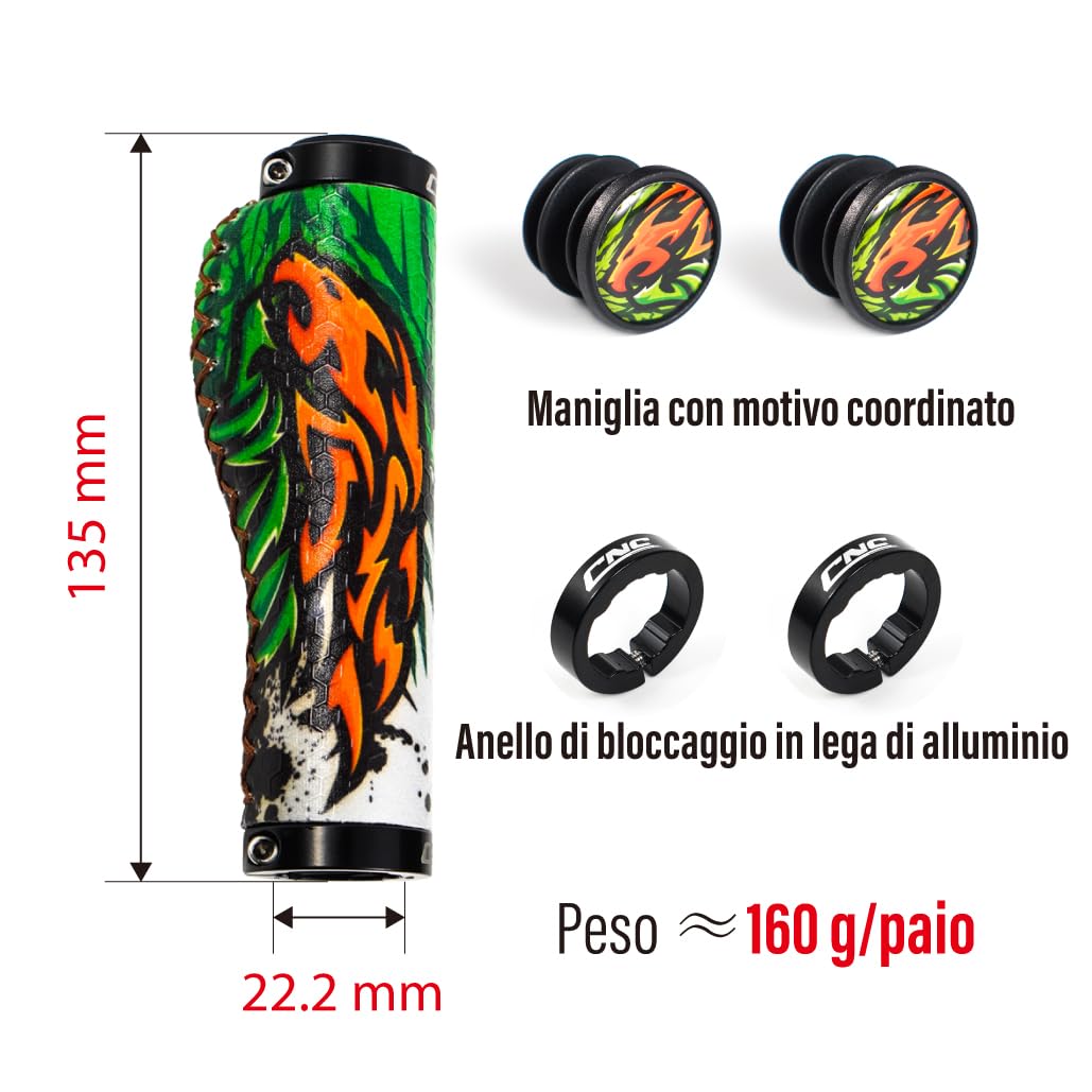 Manopole Bici MTB In Silicone - Ergonomiche Con Doppio Serraggio (135 Mm) - Foto 9