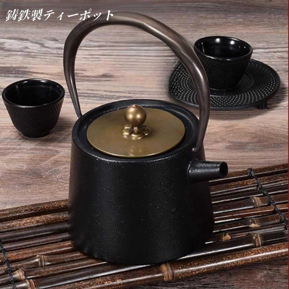 Bxzzuis Tetsubon Kettle, Nambu Ironware, Direct Fire Kettle, Large Capacity, 40.6 fl oz (1,200 ml), Teapot, Tea Set, Iron Cast Iron, Water Supplement, Healthy Kettle, Tea Tools for Brewing Tea (4,200 