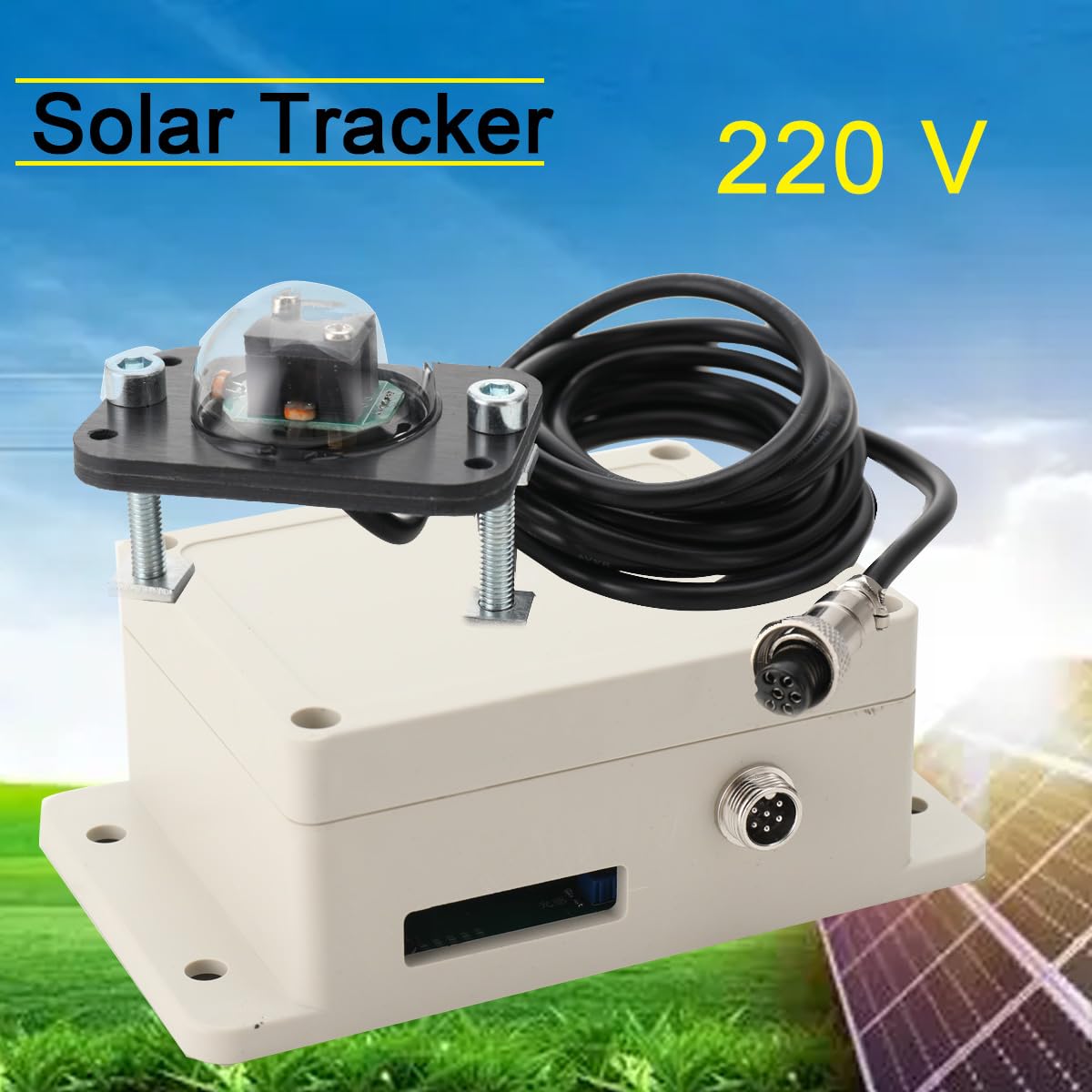MreryyseSystème de Suivi Solaire avec Câble de 2M, Contrôleur de Suivi Solaire, Interrupteur Manuel Automatique Vertical Vers le Soleil (Simple Axe)