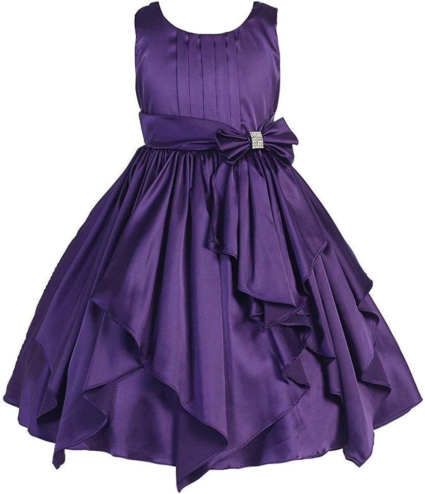 Fairy Dolls Girls Knee Length Satin Birthday Dress