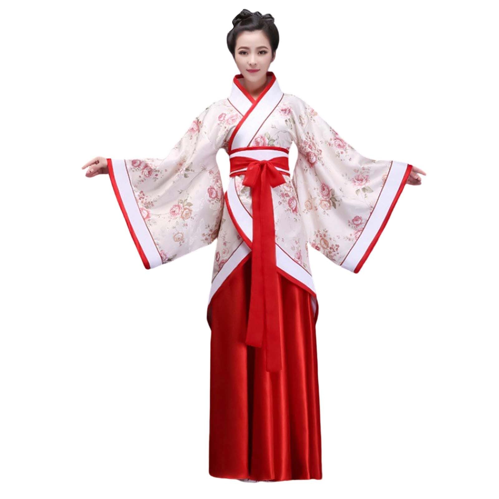 Hanfu Dress Women's Chinese Traditional Costume Cosplay Vintage Antique Tang Suit Mulan Costume Soft Cuddly Kaftan for Stage Show Performances Role Play Theme Party, P Red, S