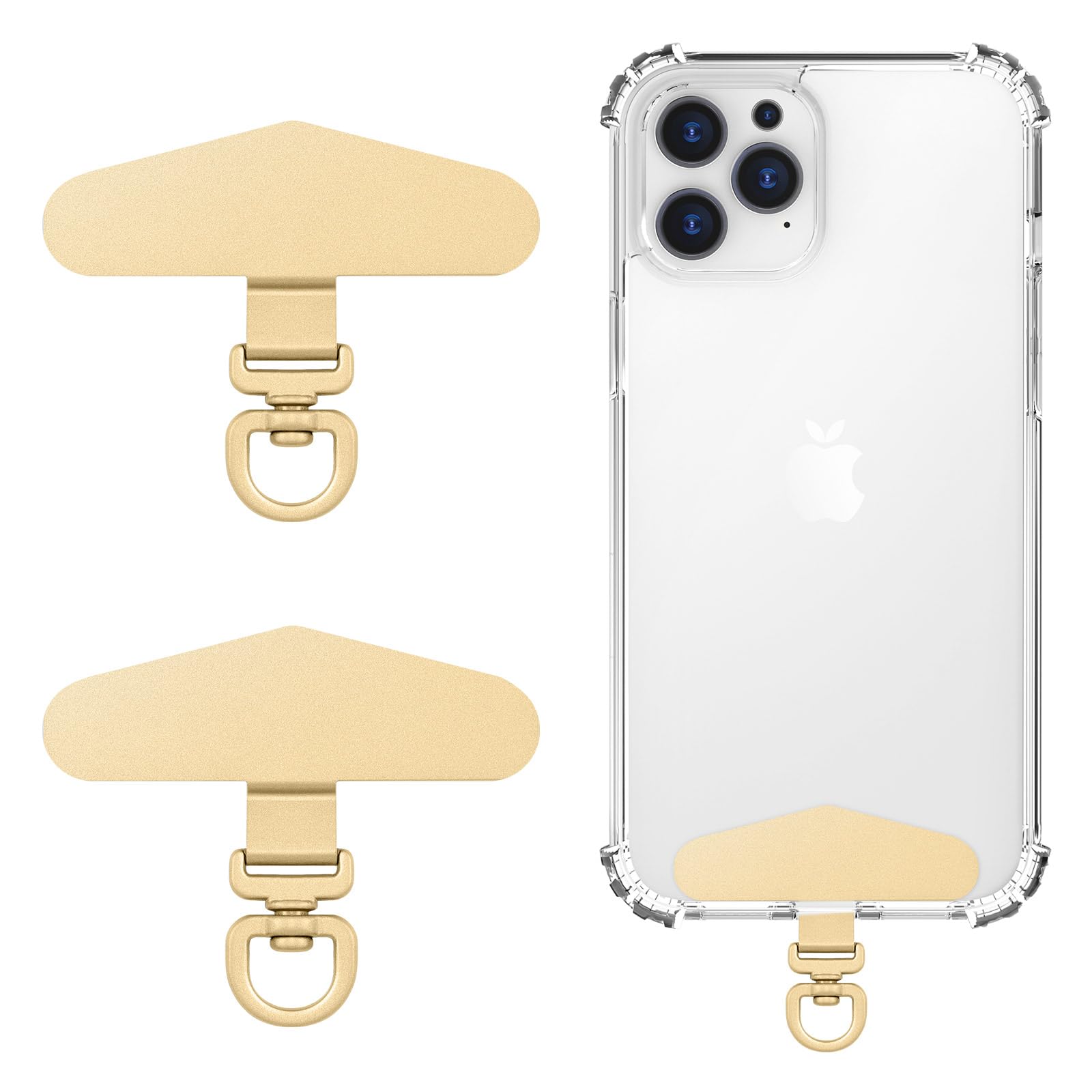 MoKo 2 Pack Metal Phone Tether Tabs, Rotatable 360° Phone Lanyard Patch, Triangle Tether Tab for Most Full Coverage Cases, Universal Cellphone Strap