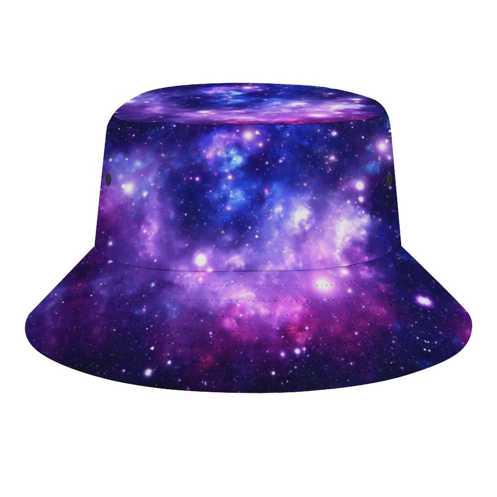 Fabretto Purple Blue Galaxy Nebula Bucket Hat for Women Men Packable Fisherman Hat Sun Cap Travel Outdoor Beach Caps