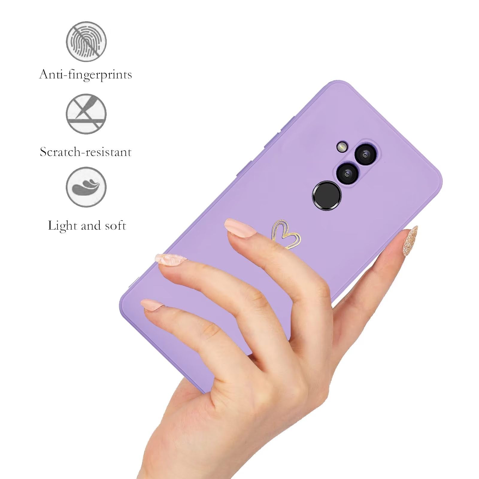Kaywzo Handyhülle Für Huawei P20 Pro - Weiches TPU Silikon Mit Herzmuster, Lila, Ultradünn