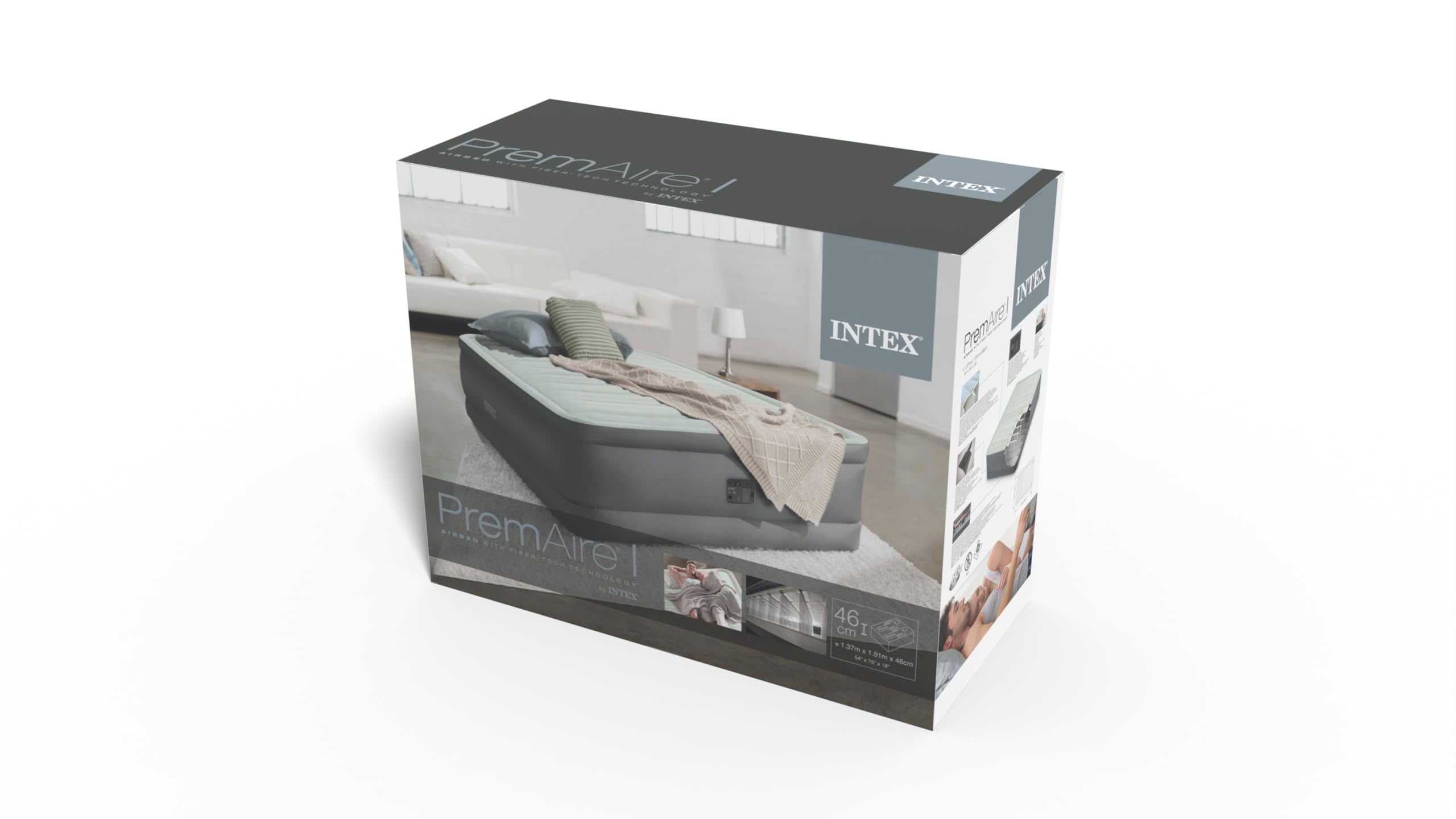 Intex 64904 - Colchón hinchable PremAire I, 137 x 191 x 46 cm