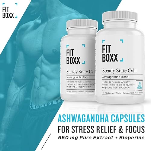 Miniatura 7 de Fit Boxx The SteadyState Calm, soporte diario para el estrés y el estado de ánimo, Ashwagandha + pimienta negra para una mente tranquila, un mejor
