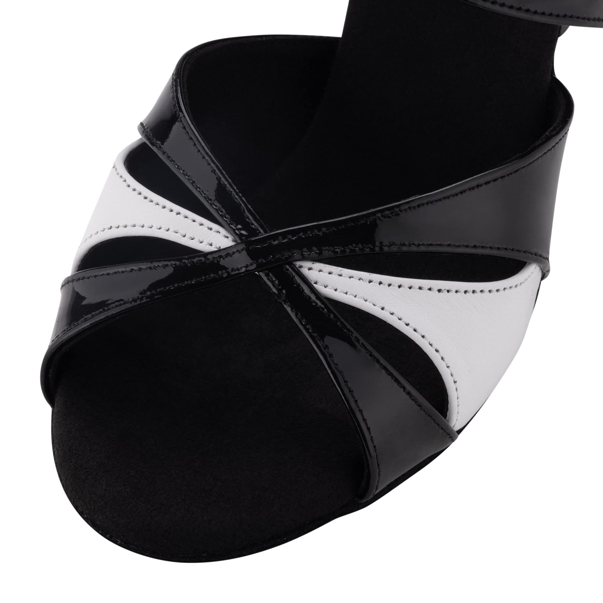 Rummos Donne Scarpe da Ballo Elite Paloma 035/004 - Pelle/Pelle Verniciata Noir/Bianco - Larghezza Normale - 6 cm 60R Flare Tacco - Made in Portugal