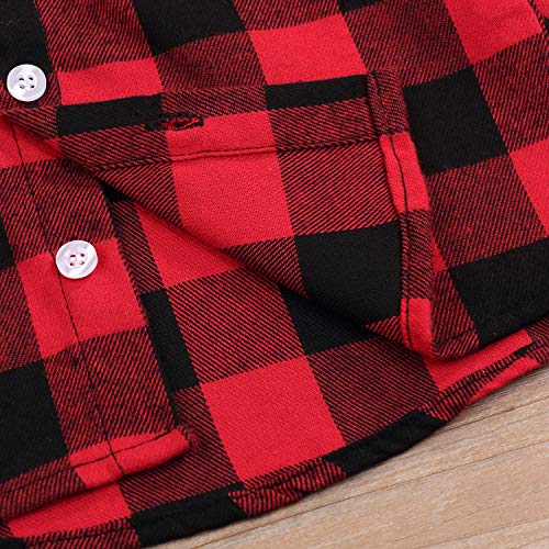 Kids Little Boys Girls Baby Long Sleeve Button Down Red Plaid Flannel Shirt Plaid Girl Boy Nb-6T(18-24 Months, Red) #TOP5