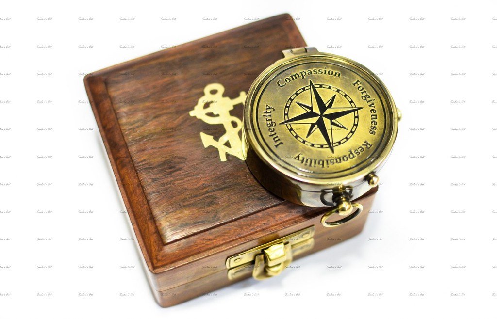 SAILORS ART Personalized Antique Brass 2" Quote Compass with Wooden Box (2.6 x 2.1 x 2 cm) (B01N19K009) Amazon Price History, Amazon Price Tracker