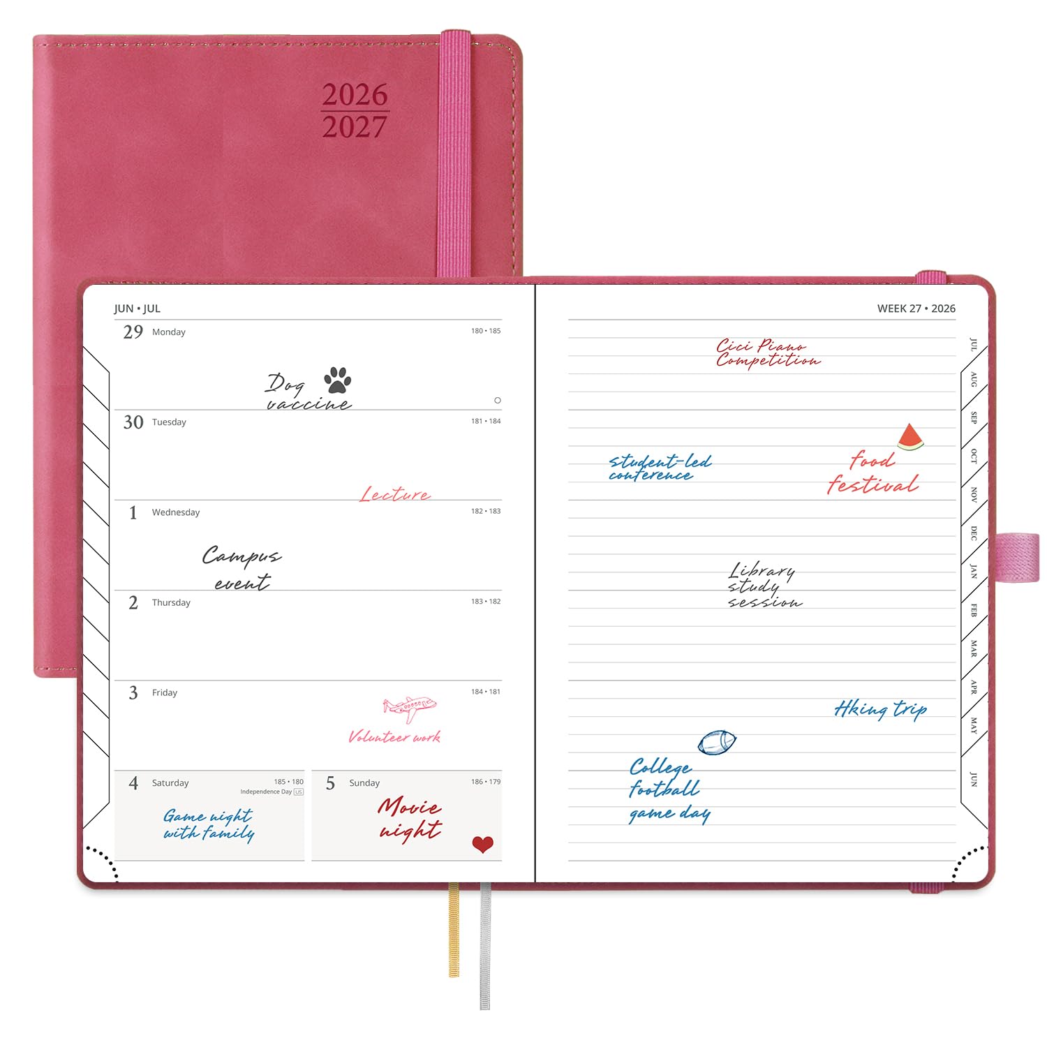 POPRUN Weekly Planner 2026-2027 (Medium 6.5''x 8.5'') Calendar Notebook