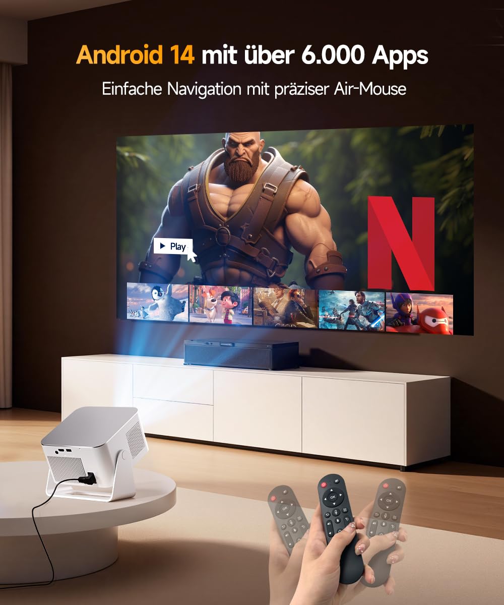 Magcubic Mini Beamer 4K & 8K 1080P Unterstützt, Projektor Tragbarer mit WiFi 6 Bluetooth 5.4, Autofokus 6D Auto-Trapezkorrektur, 15W Lautsprecher, 180° Dreh Smart Beamer Heimkino HY350MAX
