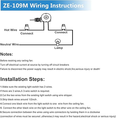 Miniatura 5 de Interruptor de ventilador de techo Zing Ear ZE-109M Interruptor de cadena de encendidoapagado Interruptor de luz compatible con Hunter Ventilador de
