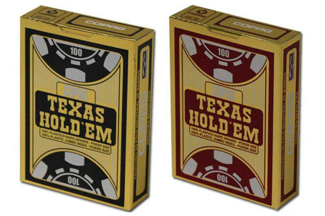 Copag Texas Holdem Playing Cards 2 Decks (1 Red & 1 Black) 100% Plastic