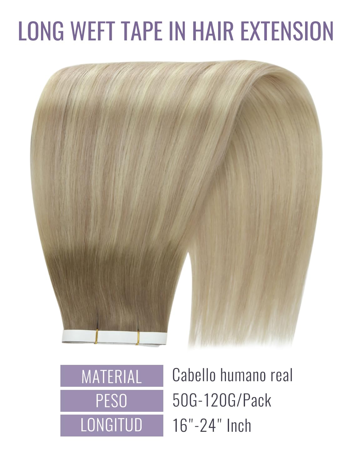 Fshine Extensiones Adhesivas Pelo Natural Extensiones de Cabello 14 Pulgadas 35CM 50g Rubio Dorado Highlight Rubio Claro 20PCS Cabello Humano Color 16P22 Color 16P22 — view 56