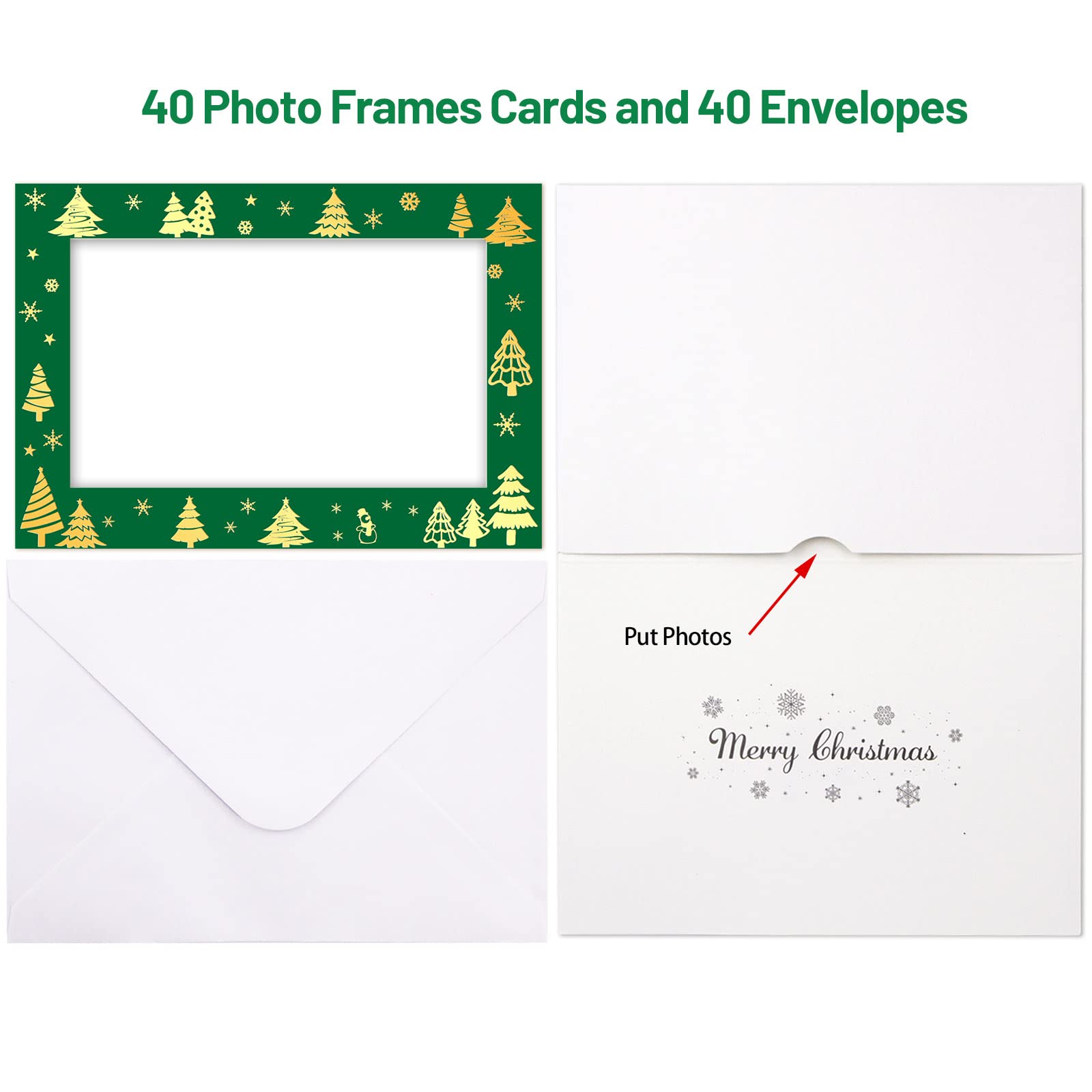 Tarjetas de marco de fotos de Navidad con sobres