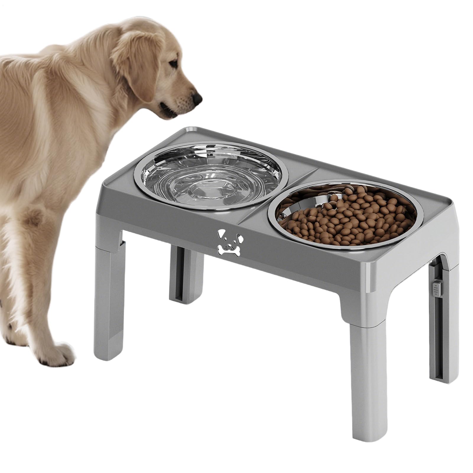 Cuencos Elevados Para Perros Plato Antideslizante 5 Alturas Ajustables | Comederos Para Comida Y Agua Caninos Con Soporte Razas Pequeñas Medianas Grandes Interior Alimentación Saludable