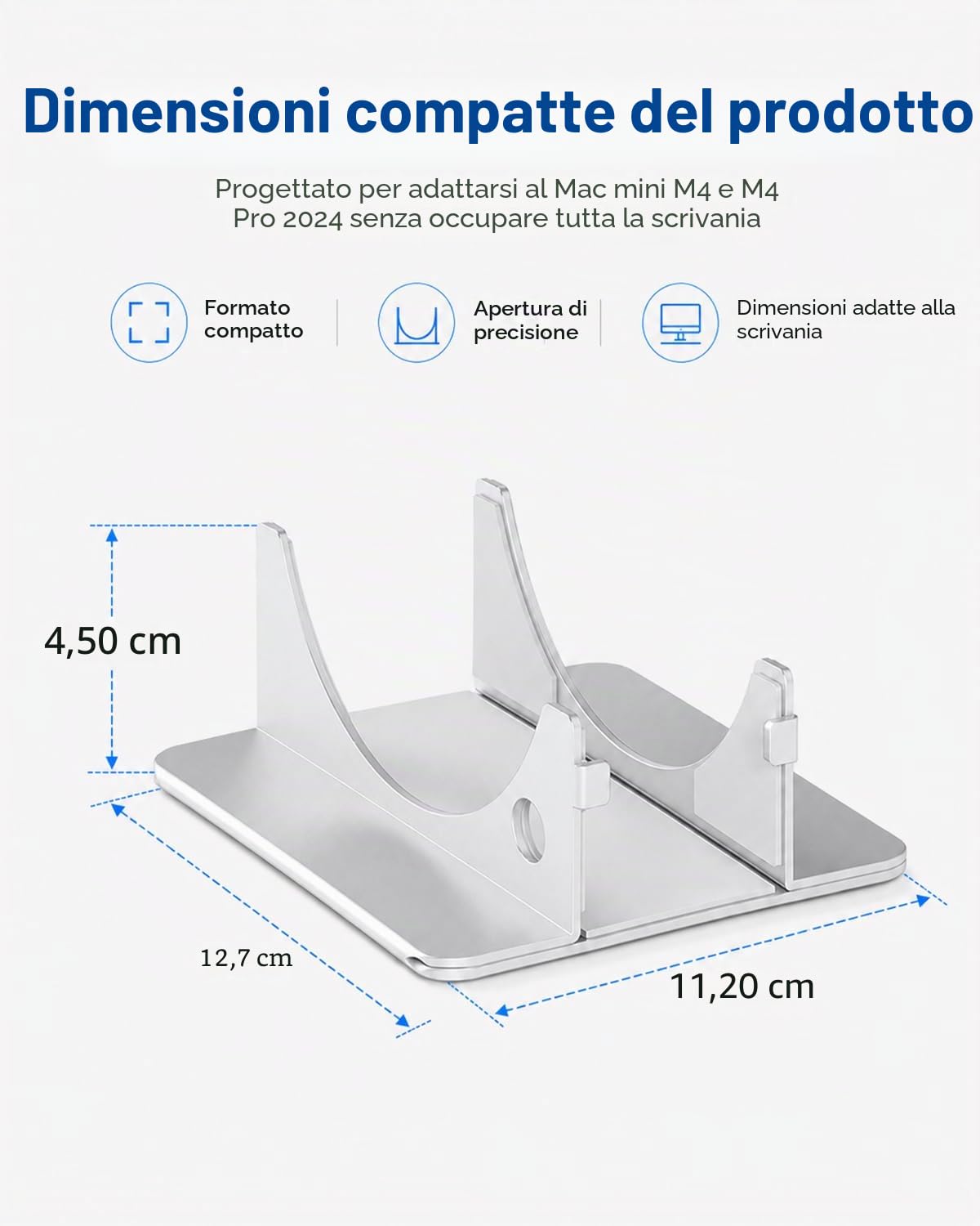 SNANSHI Supporto da scrivania verticale per Mac mini M4, design verticale per un facile accesso al pulsante di accensione/risparmio di spazio/migliore dissipazione del calore, compatibile con Mac mini