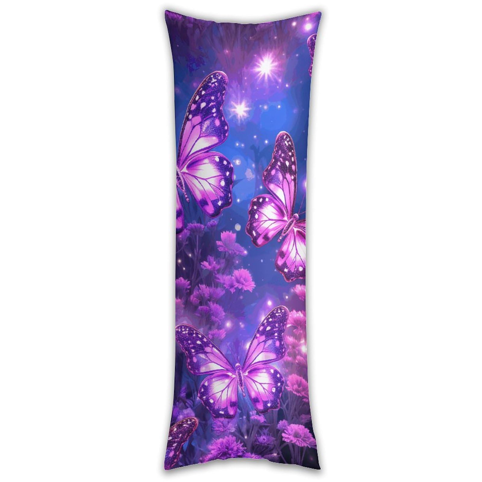 Taie d'oreiller 50x137 cm violette super douce avec fermeture éclair pour lit