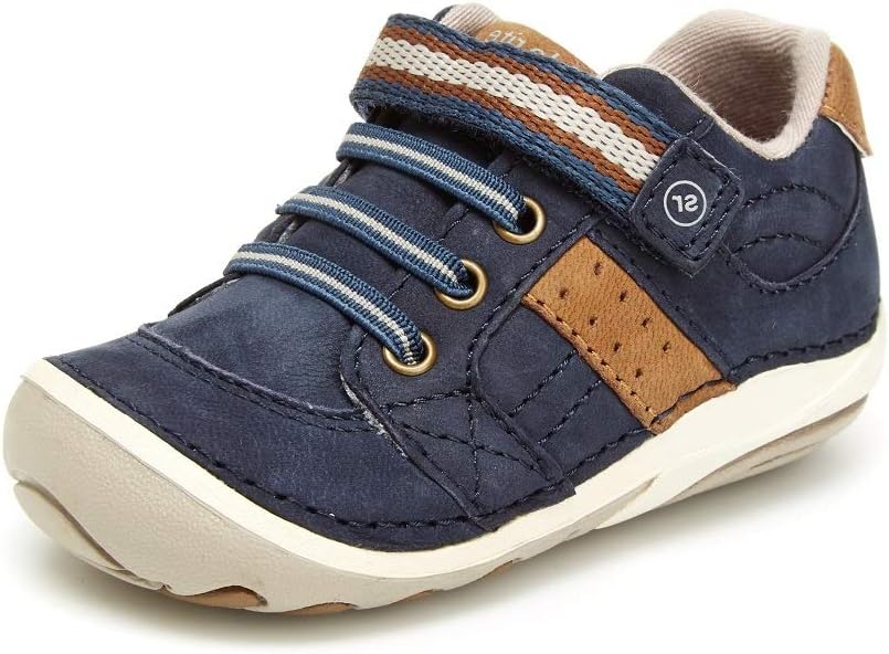 Stride Rite Boys Artie Lightweight Leather Sneaker, Navy, 3.5 W US-Infant