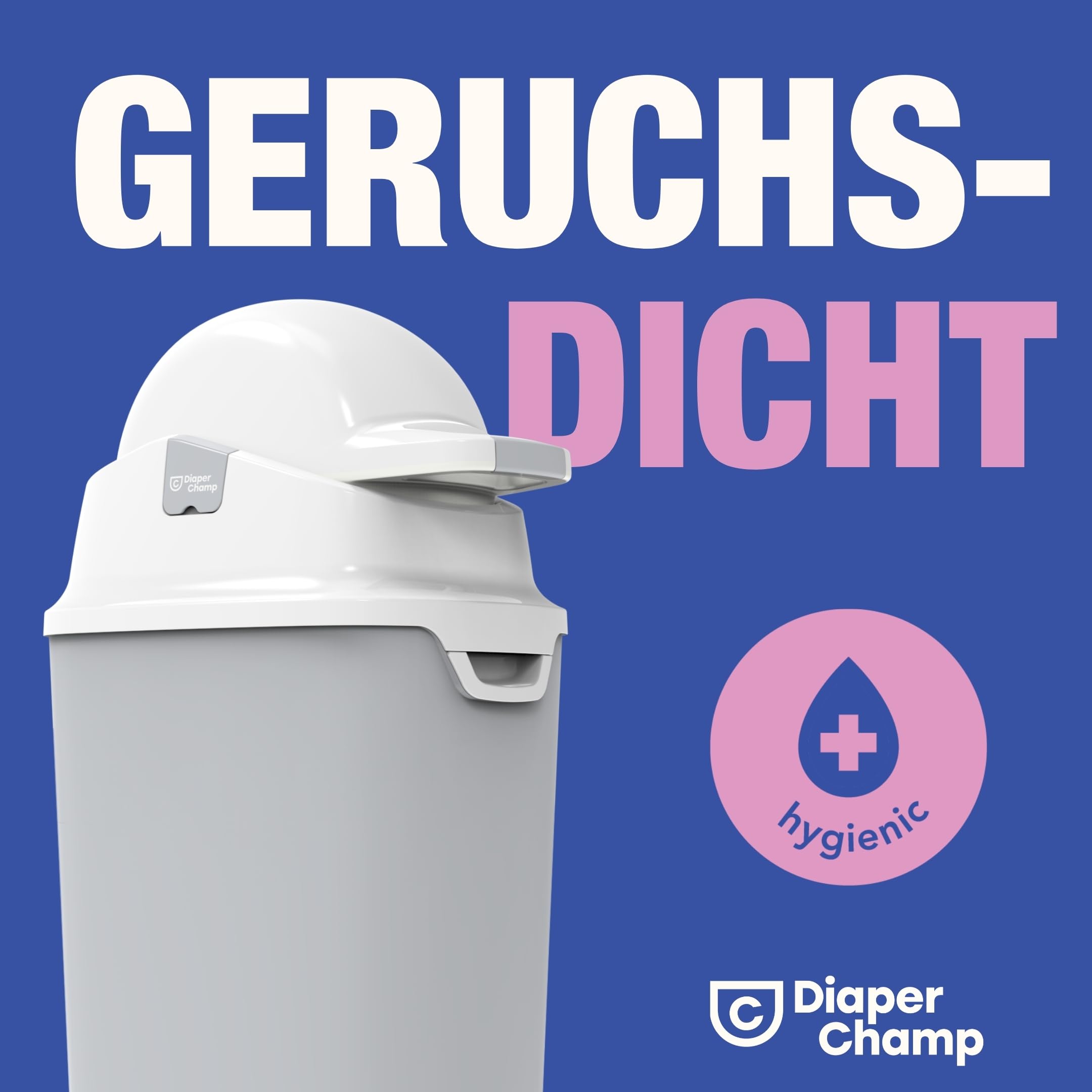DIAPER CHAMP ONE MAXI Windeleimer geruchsdicht silber/weiß