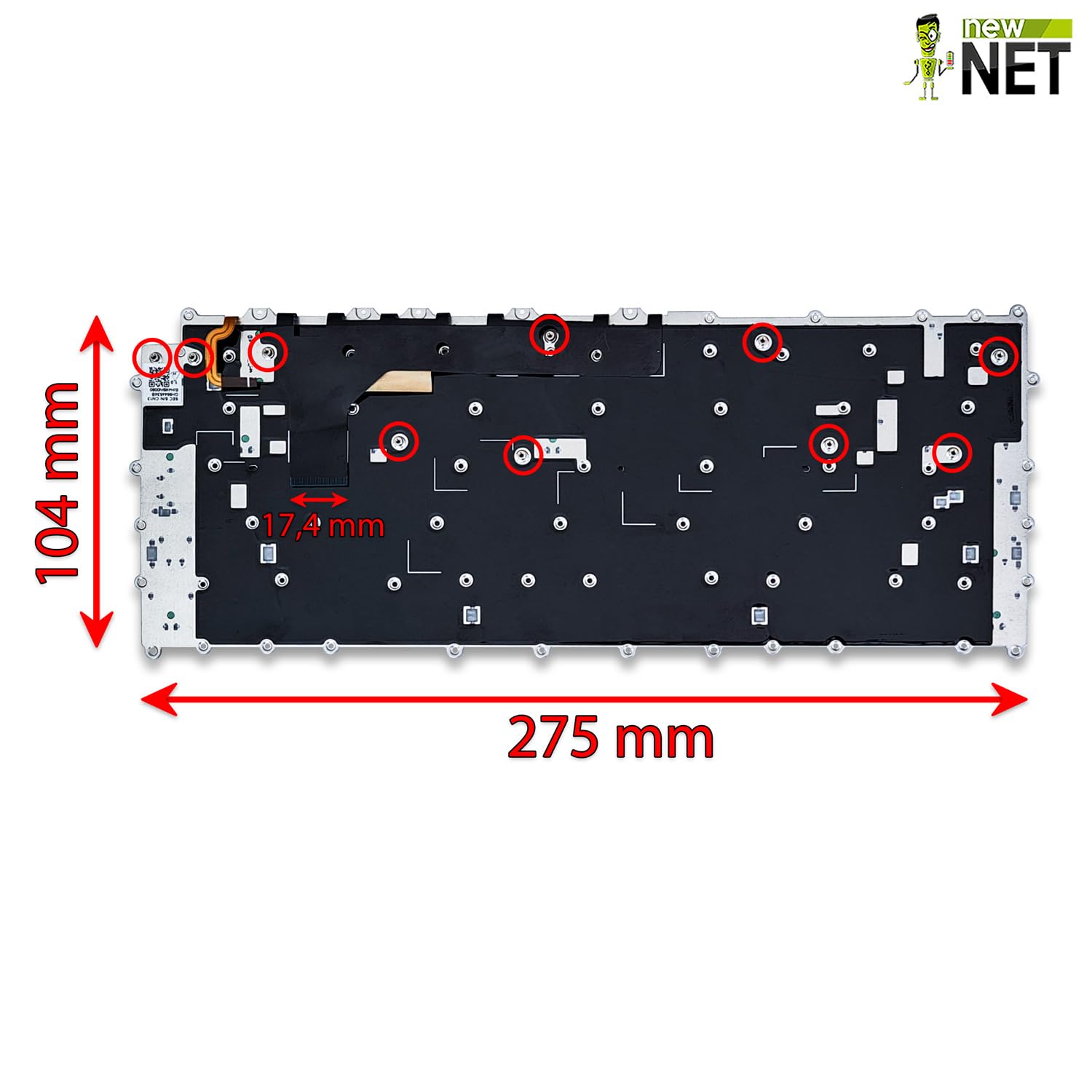 new net - Tastiera compatibile con Samsung Galaxy Book S NP767XCM-K01IT, SM-W767NZNAITV [Senza frame - colore tasti Grigio - Retroilluminata - Layout ITA]