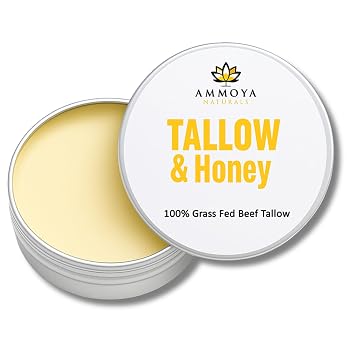 Grass-Fed Tallow Balm with Unscented/Honey Herbal Gentle Natural Moisturizer for Face & Body, 2 oz