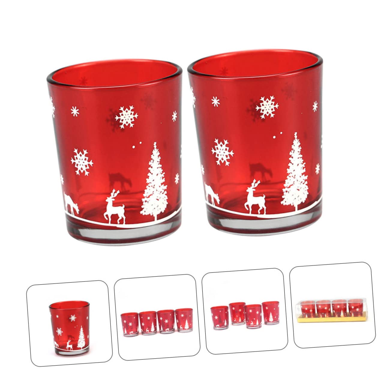 HOMOCONO 2pcs Xmas Candle Cups Candle Holders for Romantic Decor for Christmas Decorations and Cozy Lighting Home Bar