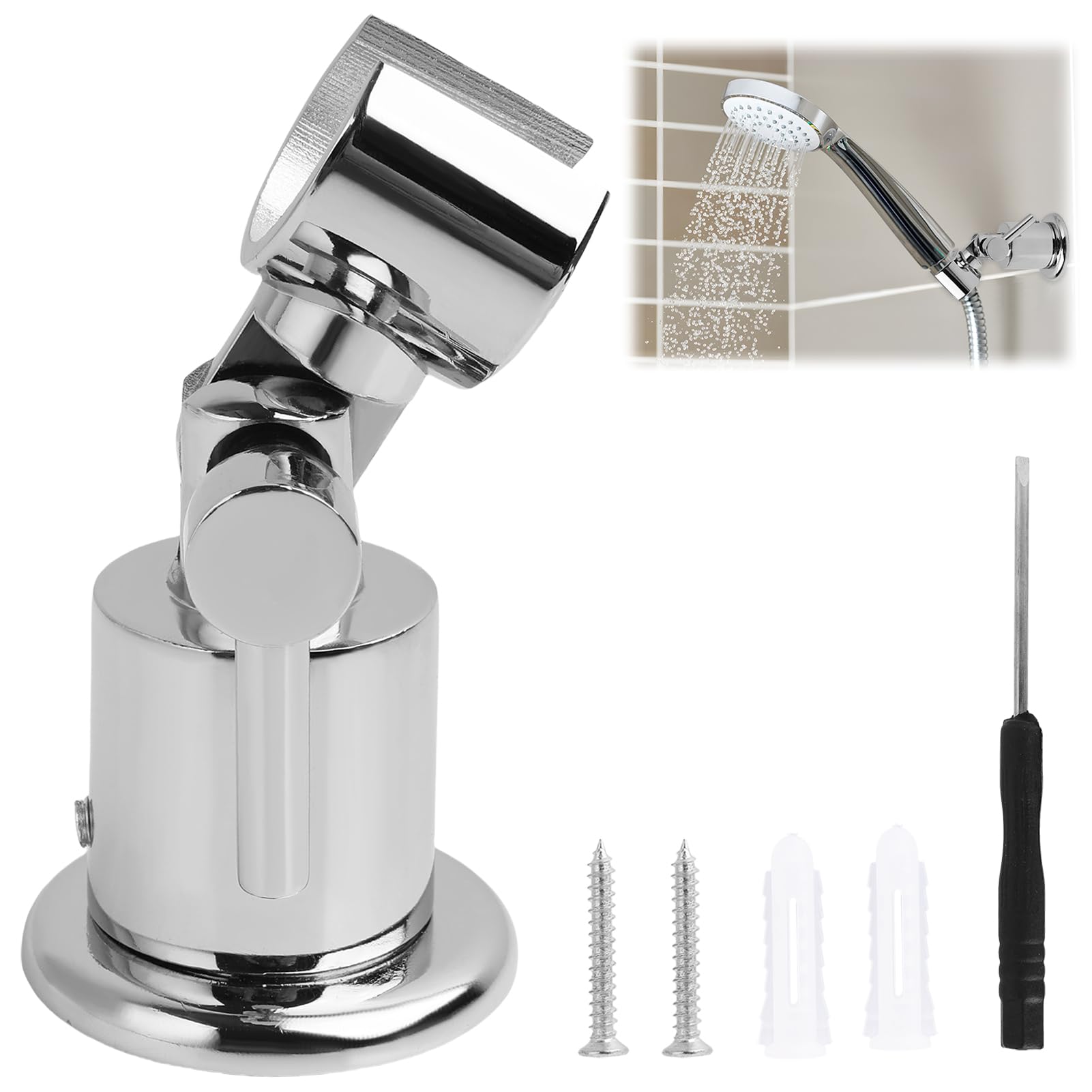 Duschkopfhalterung Aus Metall - 180° Verstellbar, Ohne Bohren, Für Fast Alle Duschköpfe