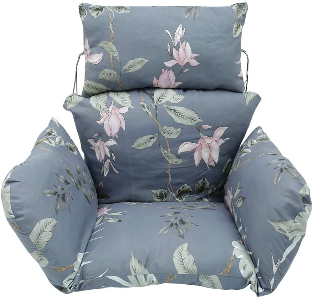 Cojín colgante para silla de huevo para patio, jardín, al aire libre, estampado floral, cómodo cojín de asiento para columpio para relajación de vacaciones