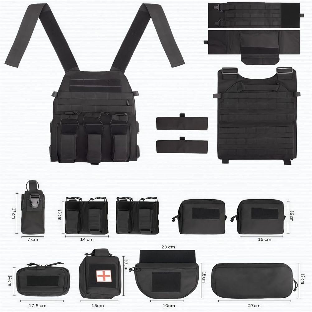 Taktische Weste Mit Schnellverschluss Und Vollem Schutz, Outdoor-Camping-Trainingsweste Mit Molle-Technologie, Mit Verstellbaren TräGern Und Mehreren Taschen