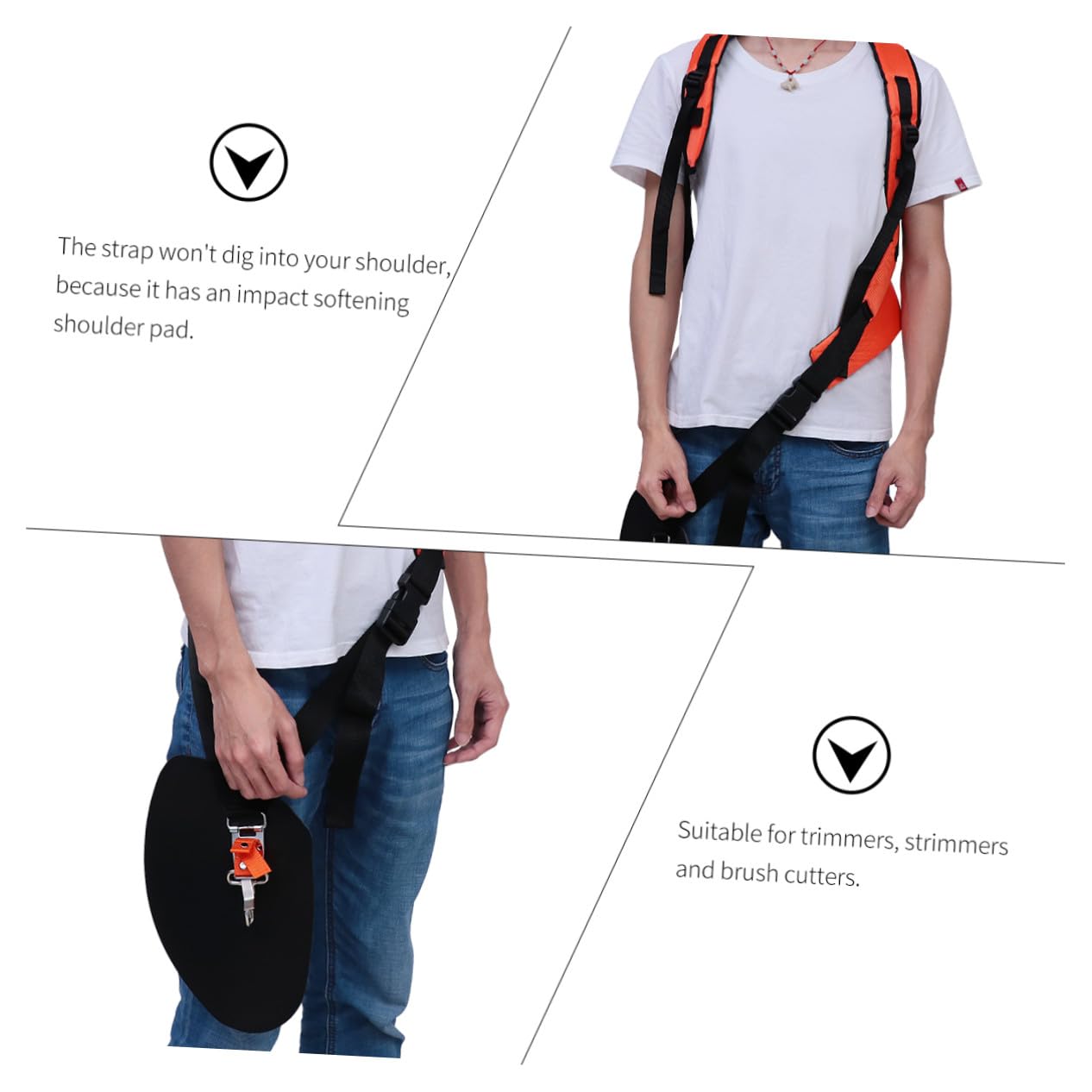 Cinturón Acolchado y Material de Tela Oxford para Desbrozadora Correa de Hombro en Forma Doble Tirante Ajustable para Trabajo Cómodo