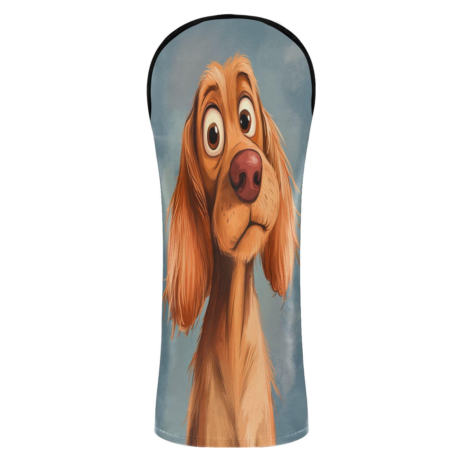 Cartoon Funny Cocker Brown Spaniel Dog Golf Head Covers Waterproof Headcover with Interchangeable No. Tags for Driver Fairway Wood Hybrid