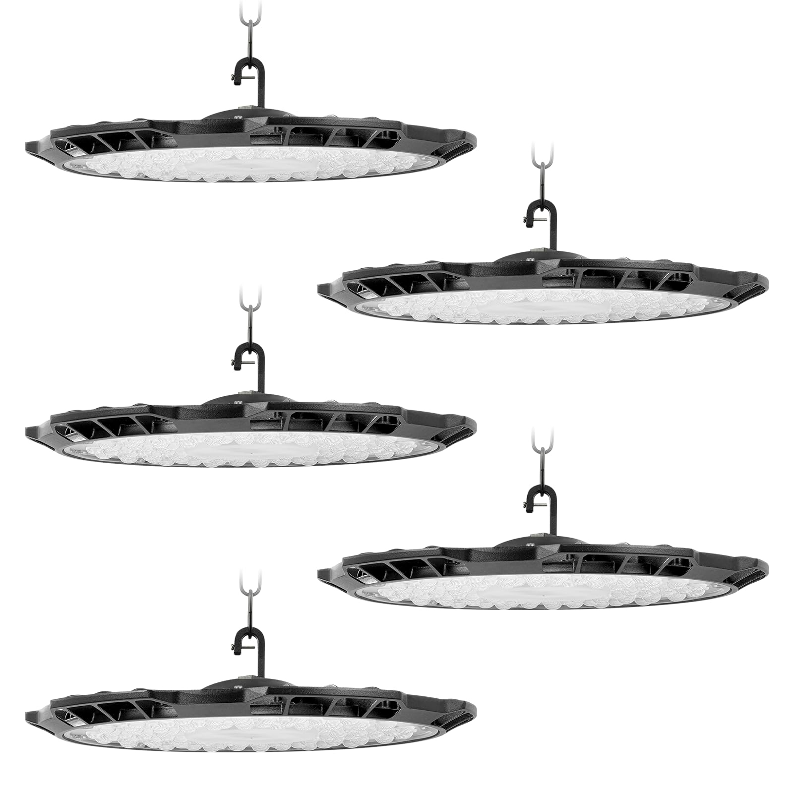 Hondony 5Pack 150W LED UFO High Bay Light, 6500K Daylight White 10000LM Workshop Lighting, IP65 Waterproof Commercial Shop Industrial Lights Fixtures with 75cm Chain for Workshop Factory