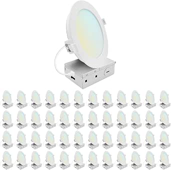 LUXRITE 6 Inch LED Recessed Light, ECO Backlit Mini Panel Spotlight 48 Pack