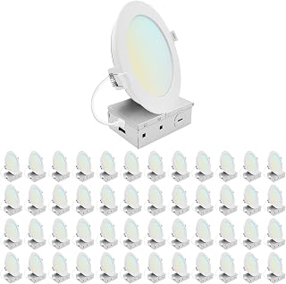 LUXRITE 6 Inch LED Recessed Light, ECO Backlit Mini Panel Spotlight 48 Pack
