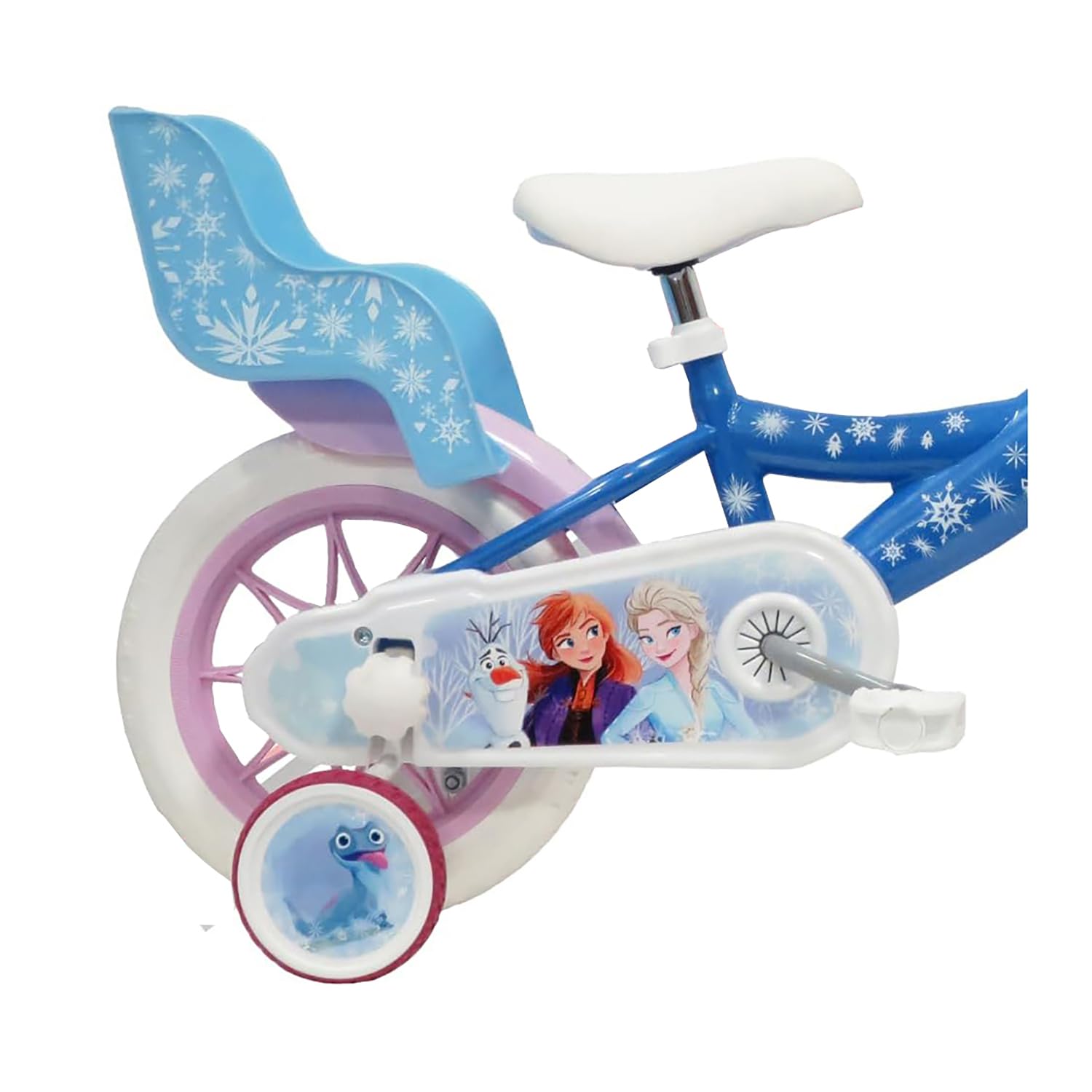 OPEN.AIR Bicicletta Frozen per Bambini, 12 Pollici, Telaio Blu con Decorazioni a Fiocchi di Neve, 2-4 Anni