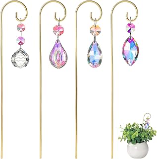 4 Pcs Small Trellis for Potted Plants Indoor with Crystal Prisms