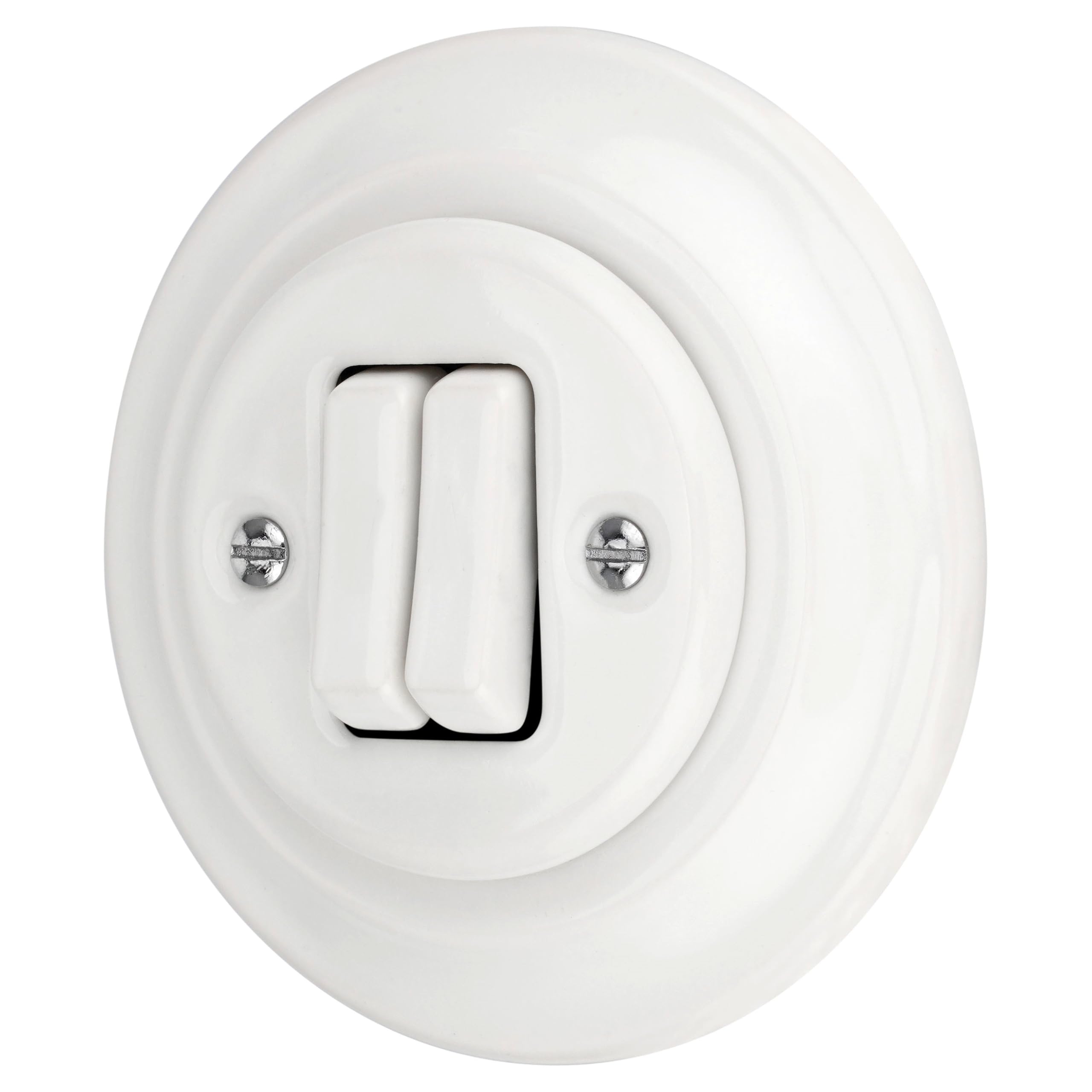 A incasso in porcellana retrò, doppio pulsante, pulsante a 2 scomparti, All-in-One, serie PR1 bianco