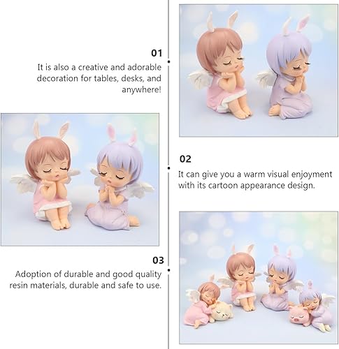 Miniatura 6 de VALICLUD Figura de bebé niña, decoración de tarta, escultura de ángel, decoración de tarta, adornos de escritorio de Navidad, centros de mesa para