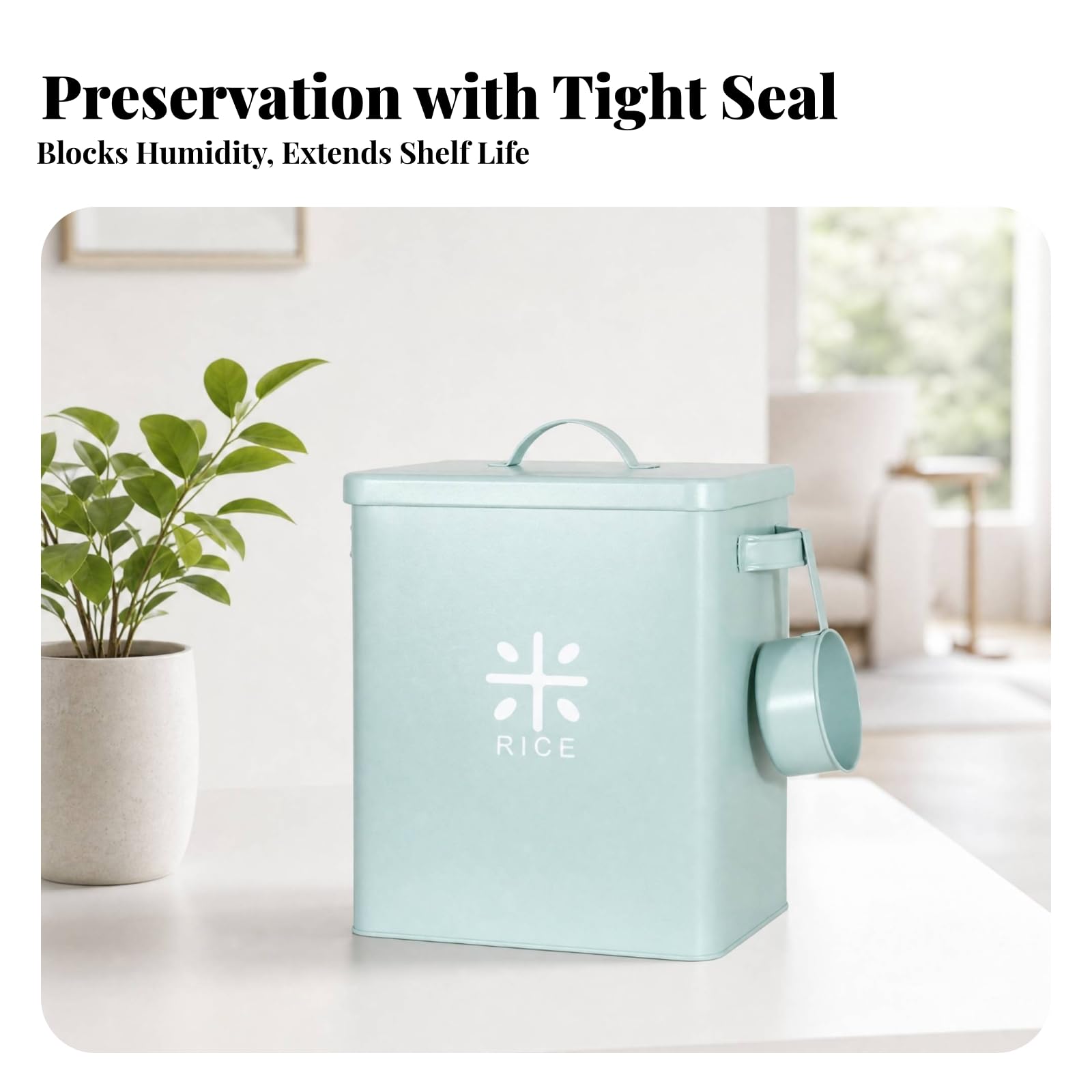 predolo Contenitore Ermetico con Mirino in Metallo Contenitore Ermetico con Coperchio Resistente All'umidità Secchio Del Riso per Appartamento, Verde