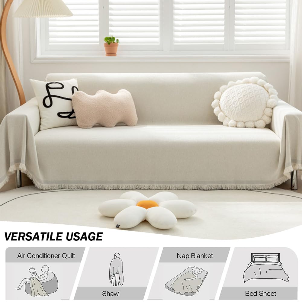 FANSU Telo Copridivano 1 2 3 4 Posti, Copriletto Matrimoniale Multiuso Copritutto, Coperta Copridivano Tinta Unita, Lavabile Coperta Decorativa per Divano (Grigio Chiaro,180x300cm)