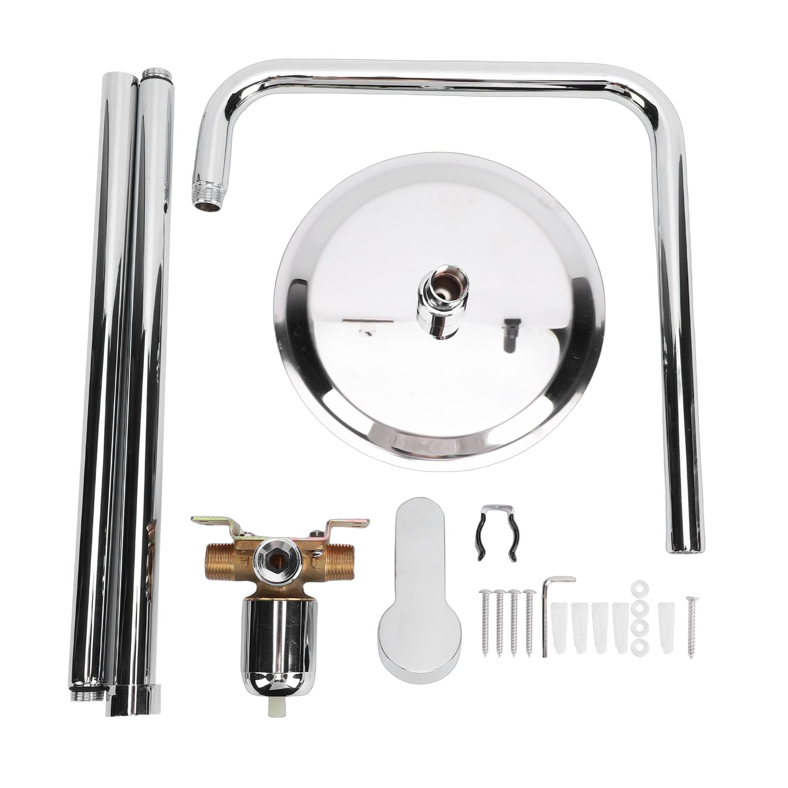 Kit de Ducha Exterior, Cabezal de Ducha Tipo Lluvia de Acero Inoxidable 304 con Acabado Galvanizado, para Patio, Piscina y Playa