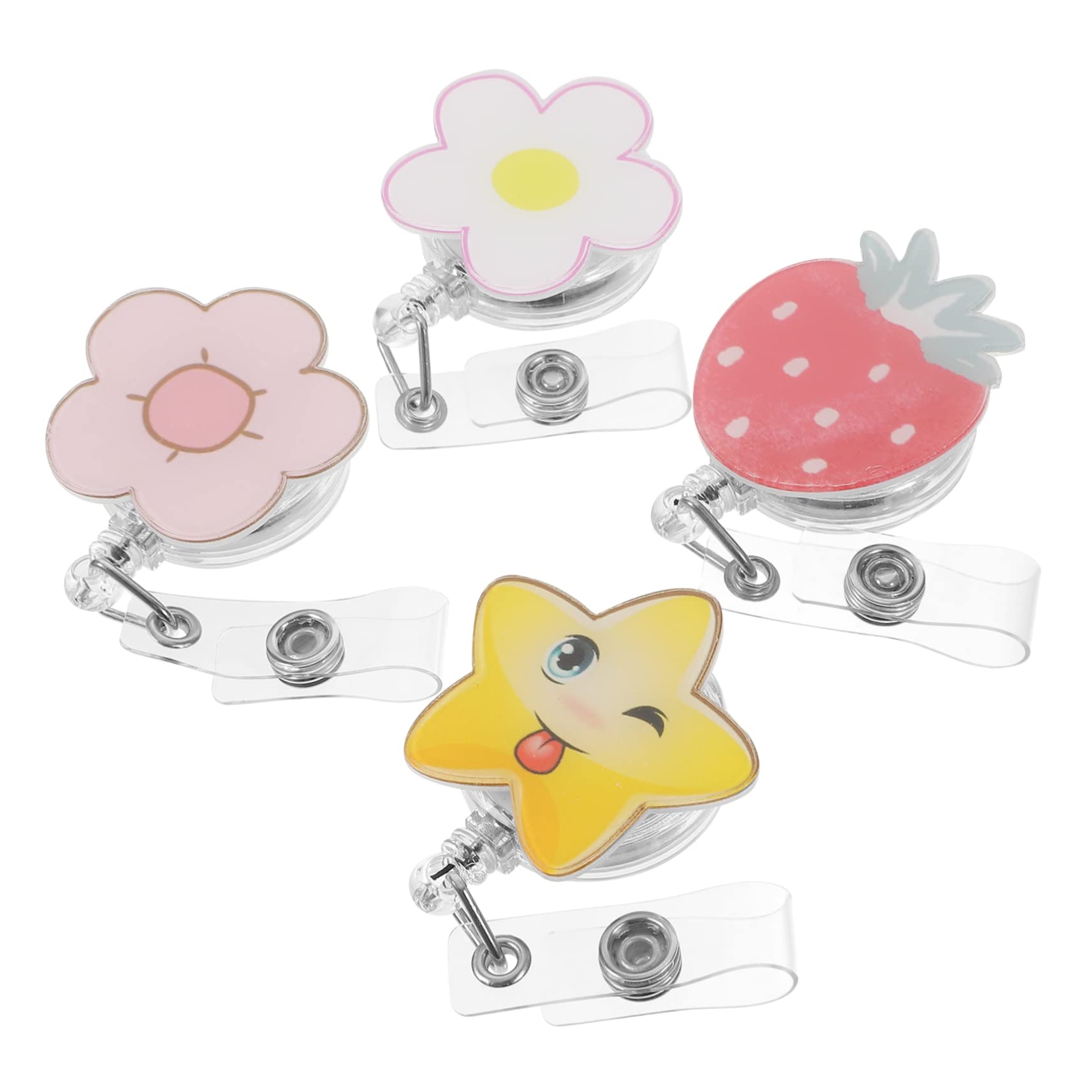 HOMSFOU 5 Set Badge Retrattile Clip Per Tesserino Multi Badge Leggero E Resistente Per Medici E Lavoratori Del Settore Sanitario 4 Pezzi * 5