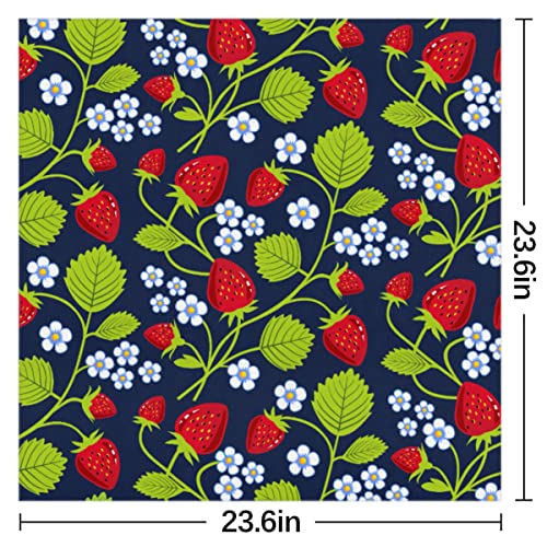 Hd Strawberry Square Silk Hair Scarf for Women, Lightweight Summer Head Scarf for Girls Wedding Travel Yoga Handkerchief Shawl Sunscreen Scarves Hair Accessories 23.6 Inches2