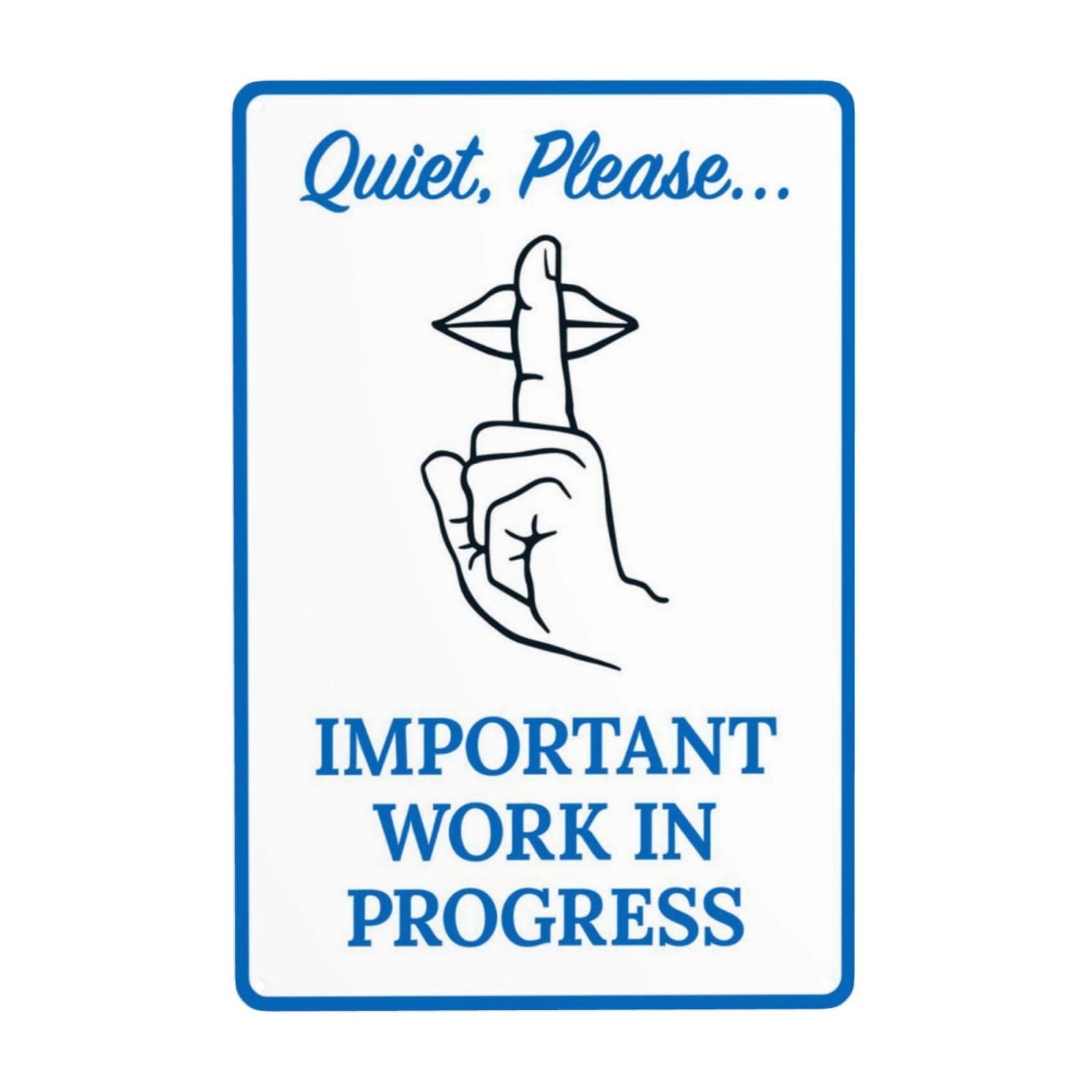 Quiet Please Work In Progress Vintage Metal Warning Safety Sign 12x8 Inch
