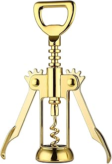 Simple Wing Corkscrew Gold Wine Opener and Beer Opener, Multifunctional Wine Corkscrew Opener