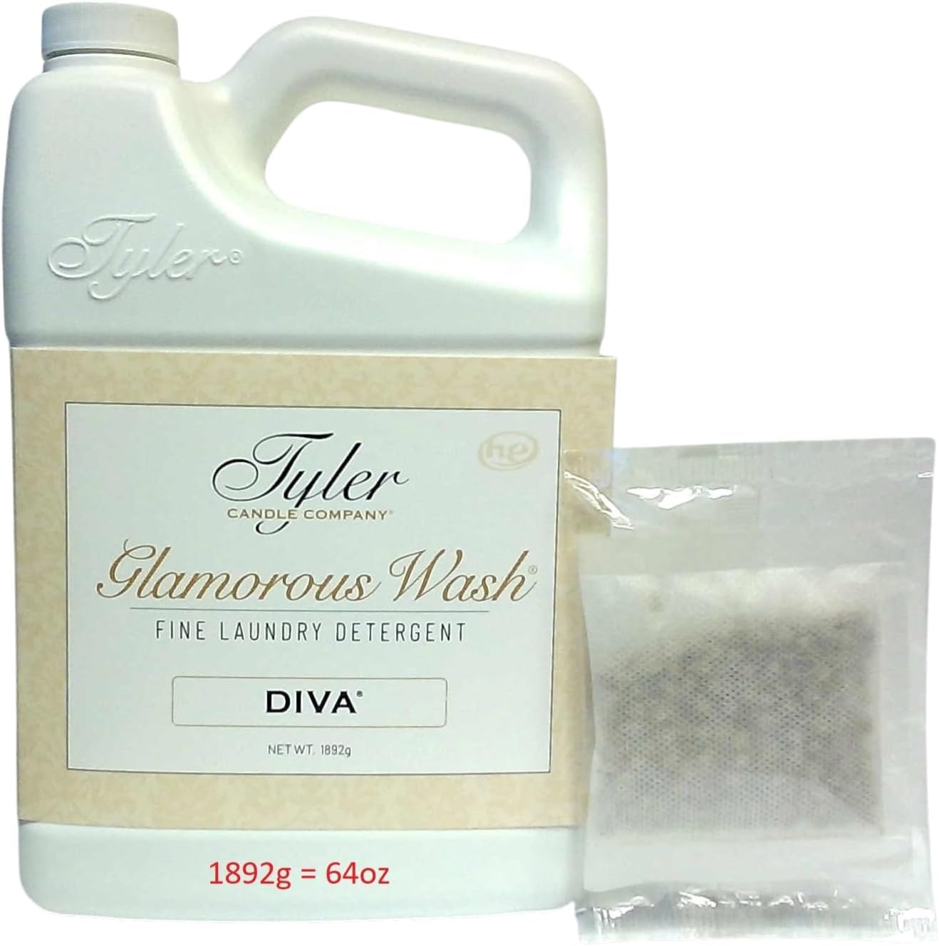 Tyler Candle Wash Diva 64 Fl Oz Laundry Detergent/w Dryer Sachet Single Pouch fh