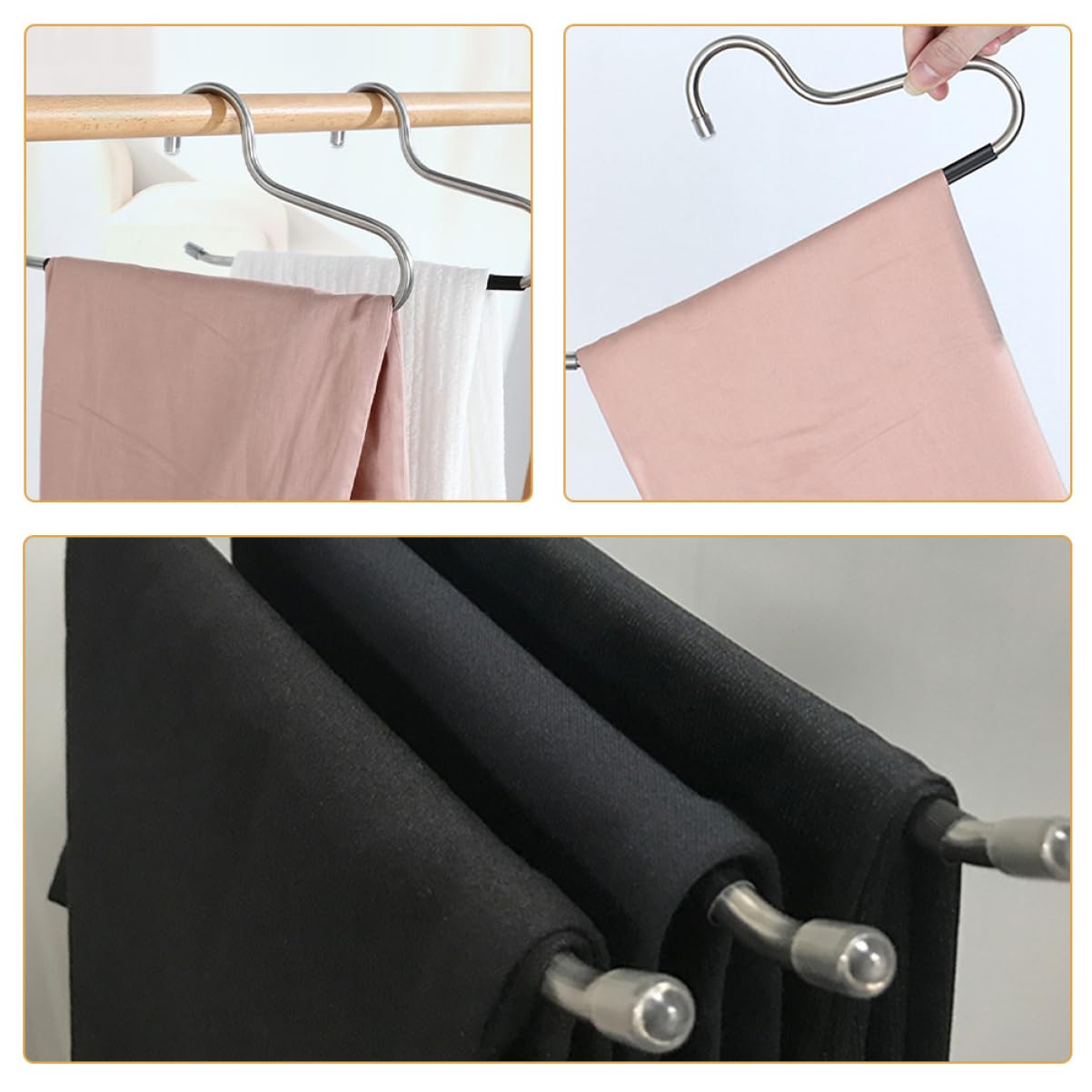 Alipis 6Pcs Pants Hangers Open Ended Design for Closet Space Saving Non Slip Hangers for Jeans Scarves Towels Versatile Organizer for Maximum Storage