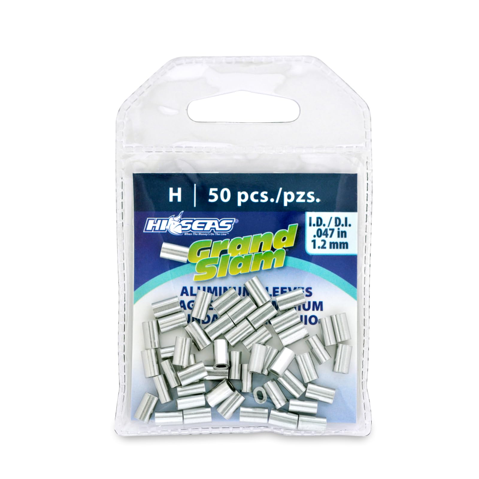 HI-SEAS Grand Slam Aluminum Sleeves, 1.2 mm Inside Diameter, use with 100 lb Fishing Line Mono, 50 pc โ image 1