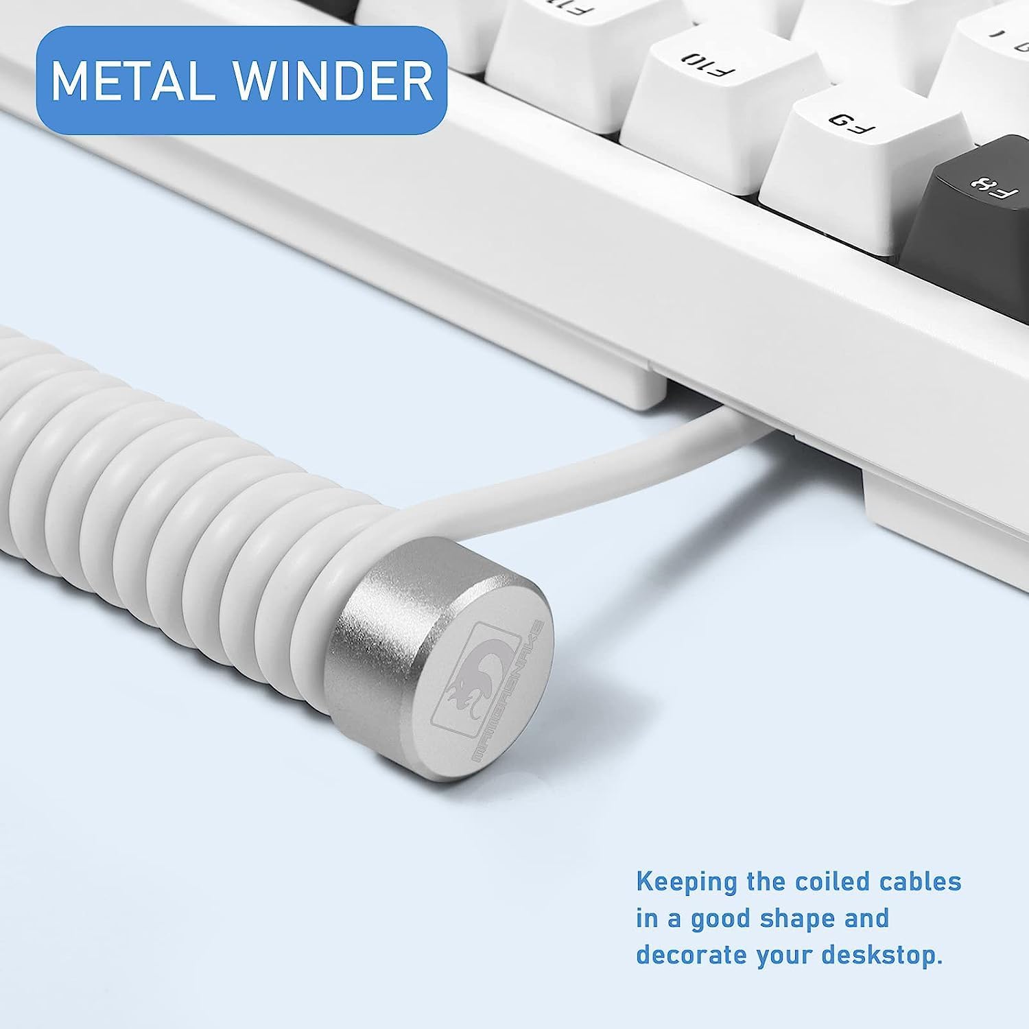 ATTACK SHARK Coiled Keyboard Cable Winder-7.87inch Fixed Rod Compatible with GunMjo/RK61/EPOMAKER Mix 99% All Custom USB C Cable,Line Management Pole for Mechanical Gaming Keyboard-RC01,Silver image 5